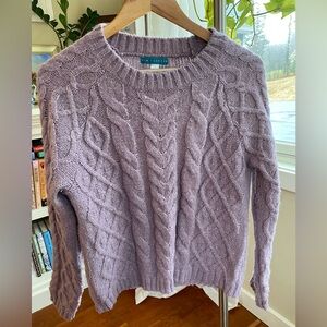 Pim + Larkin Lilac Cable Knit Sweater